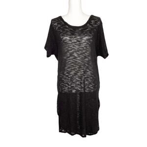Dolce Bianca Black Poly Silk Blend Open Knit Swim Coverup Medium